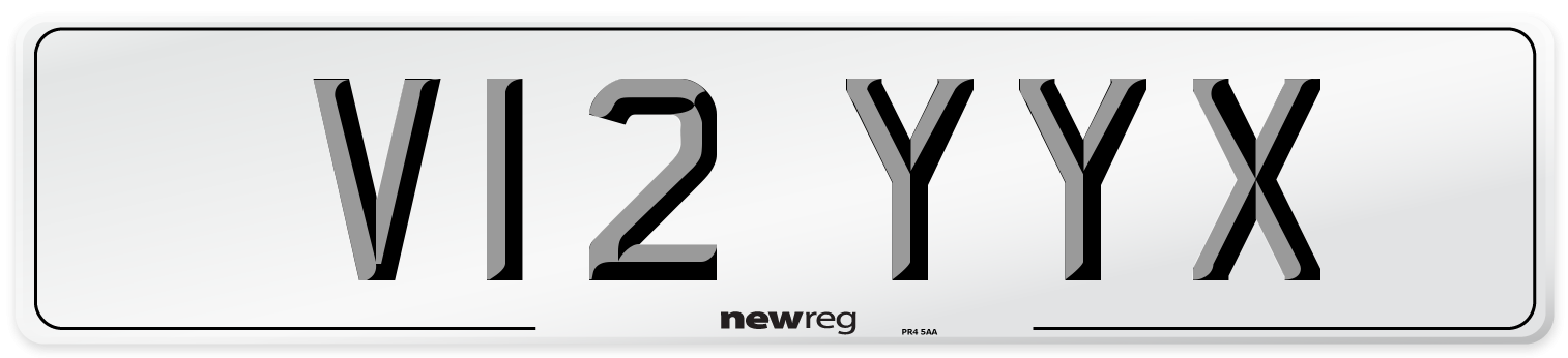 V12 YYX Number Plate from New Reg